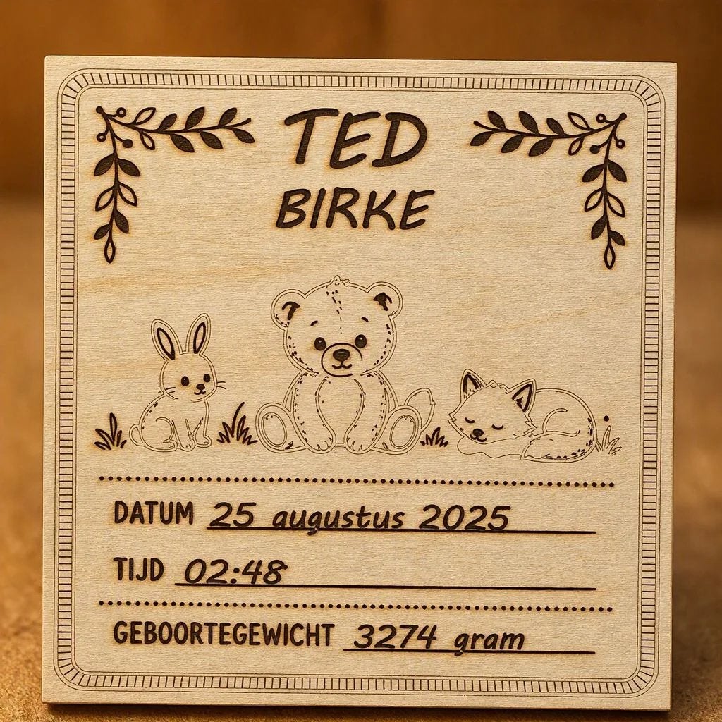 Gepersonaliseerd Geboortebord - Naam, Datum, Tijd, Gewicht, Ophalen of Verzenden, Nieuw, Geboortebord