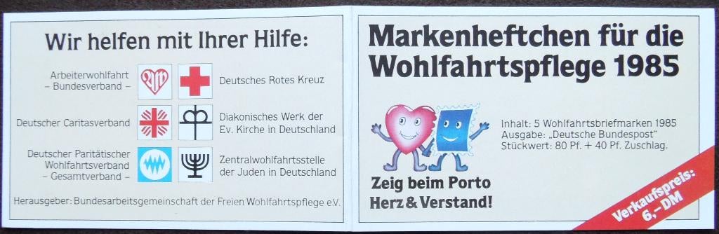 Postzegelboekje Duitsland – Wohlfahrtspflege 1985 DB, Ophalen of Verzenden, BRD, Postfris