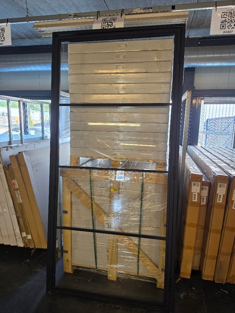 Stalen binnendeur 4 vaks helder glas rechtsdraaiend MP1, Gebruikt, Binnendeur, Ophalen of Verzenden, Glas