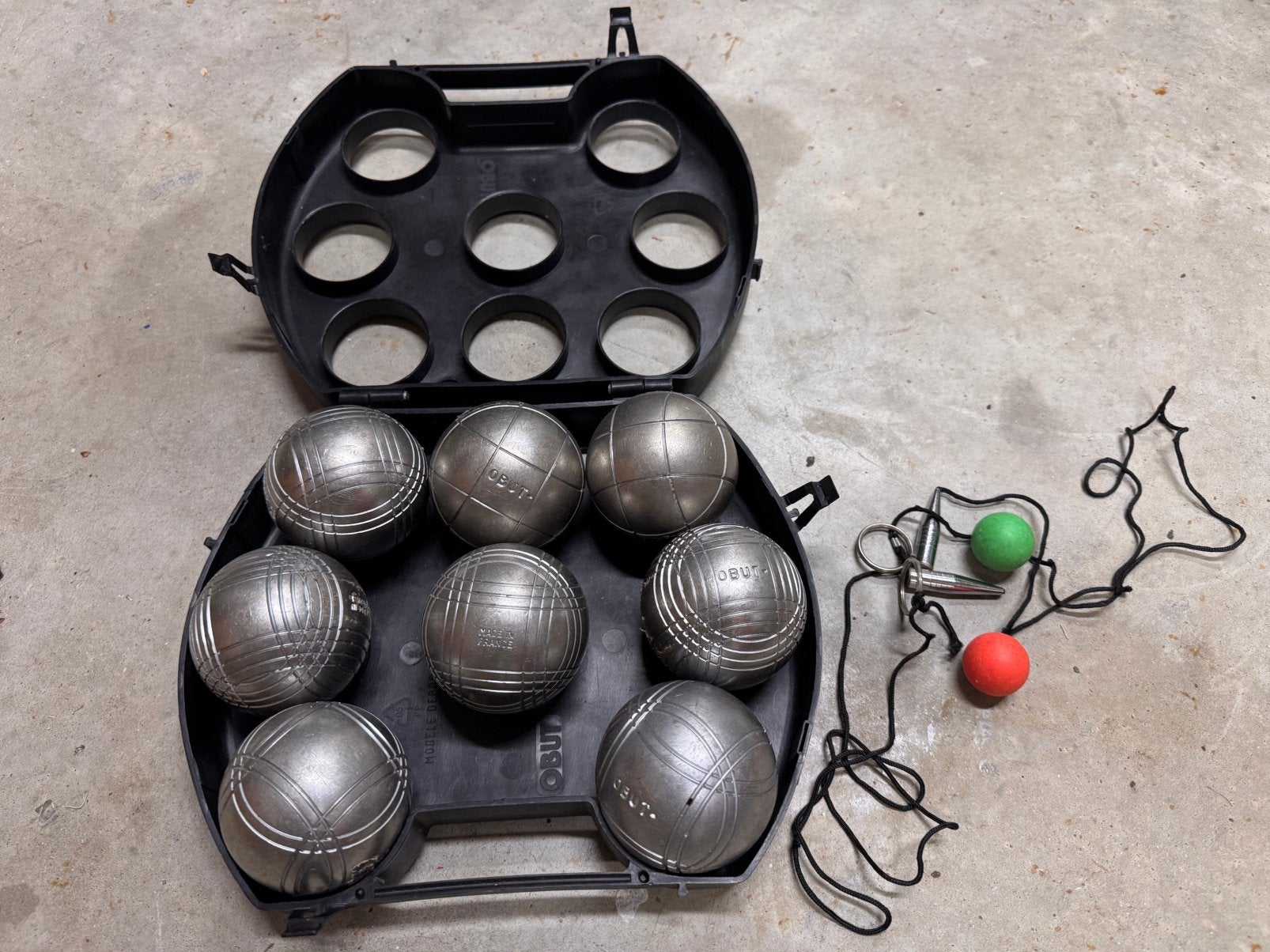 Obut jeu de petanque set 8 stalen jeu des boules, Ophalen of Verzenden, Zo goed als nieuw