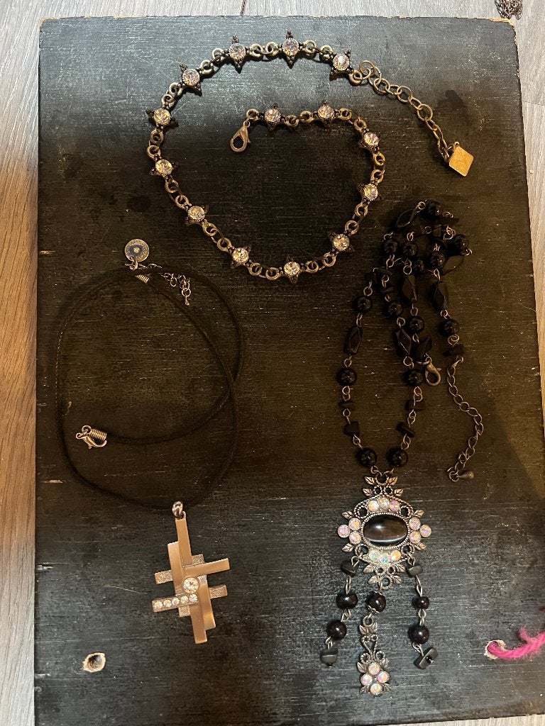 Vintage boho strass kettinghanger kristallen collier ketting, Overige materialen, Verstelbaar, Ophalen of Verzenden, Zo goed als nieuw