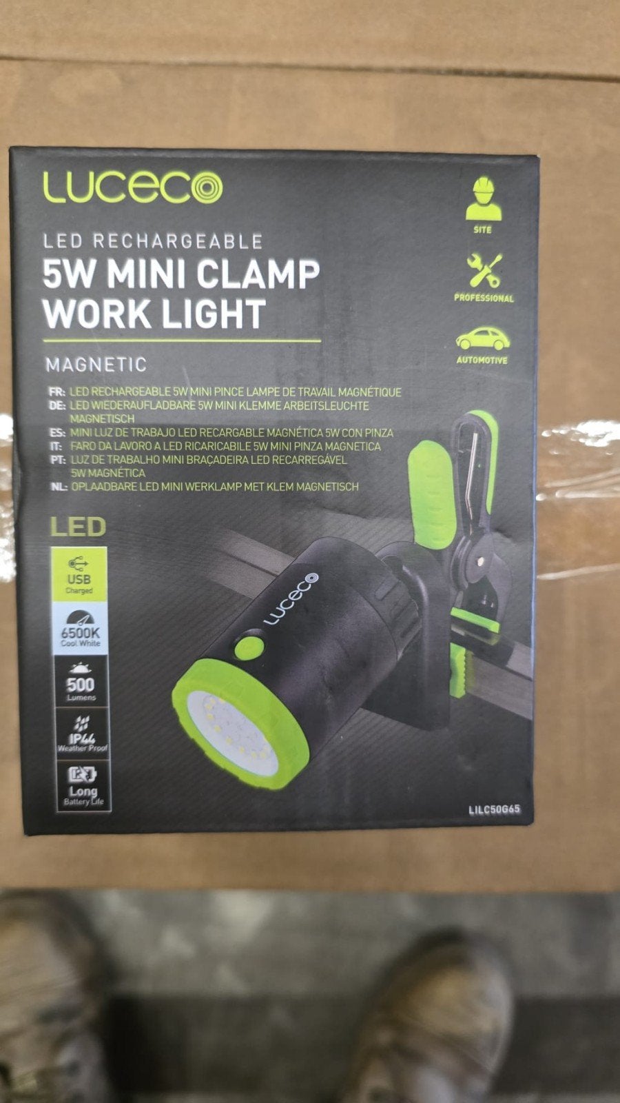 Luceco 5W Mini Klem Werklamp - Oplaadbaar & Magnetisch, Ophalen, Nieuw, Minder dan 50 watt, Lamp met armatuur