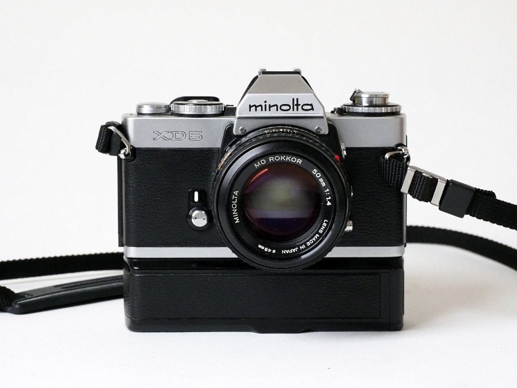 Minolta XD-5 met winder en 2 lenzen, Ophalen of Verzenden, Gebruikt, Spiegelreflex, Minolta