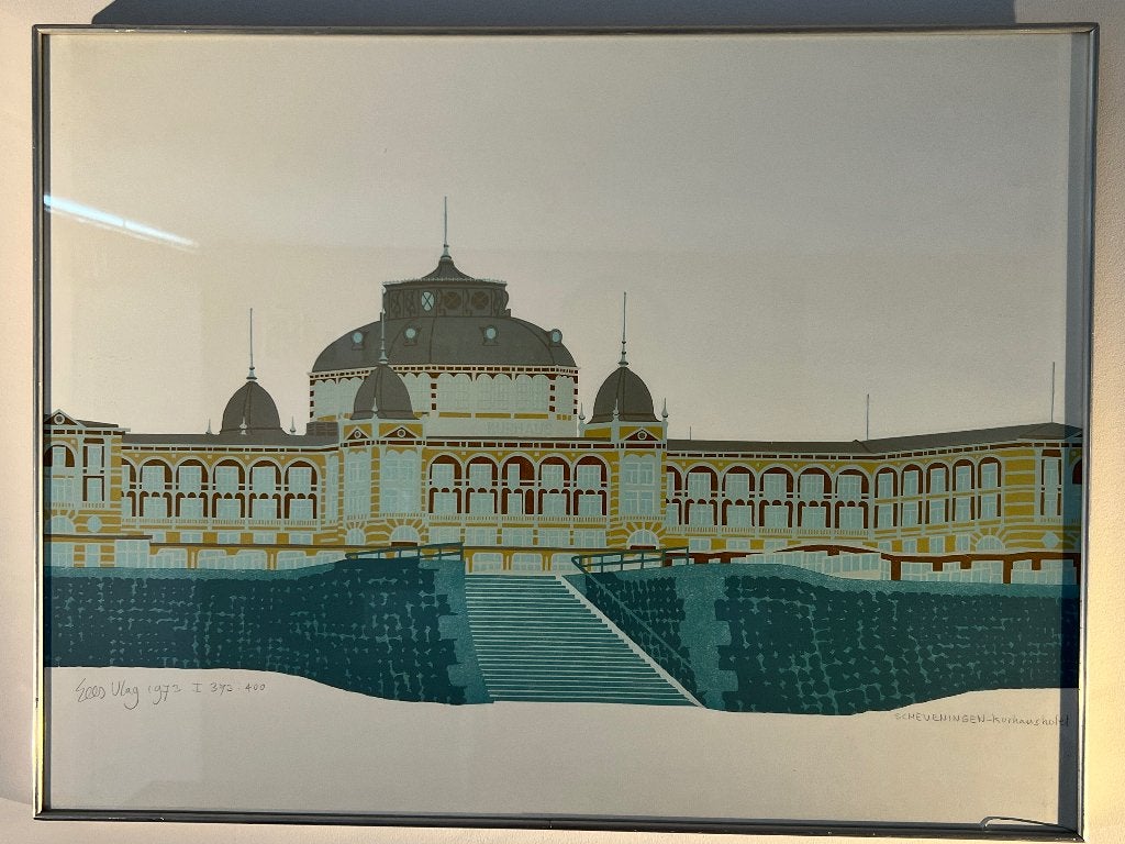 Zeefdruk Sees Vlag Scheveningen Kurhaus 1973, Antiek en Kunst, Kunst | Litho's en Zeefdrukken, Zeefdruk, Ophalen of Verzenden
