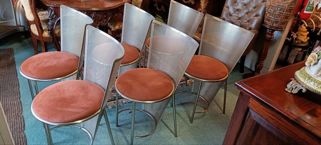 Frans van Praet voor Belgo Chrom Sevilla Eetkamerstoelen 6st, Ophalen of Verzenden