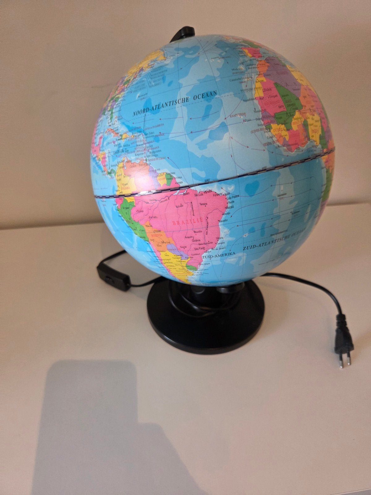 Verlichte Wereldbol - Educatief en Decoratief, Gebruikt, Kunststof, Verlicht, Ophalen of Verzenden
