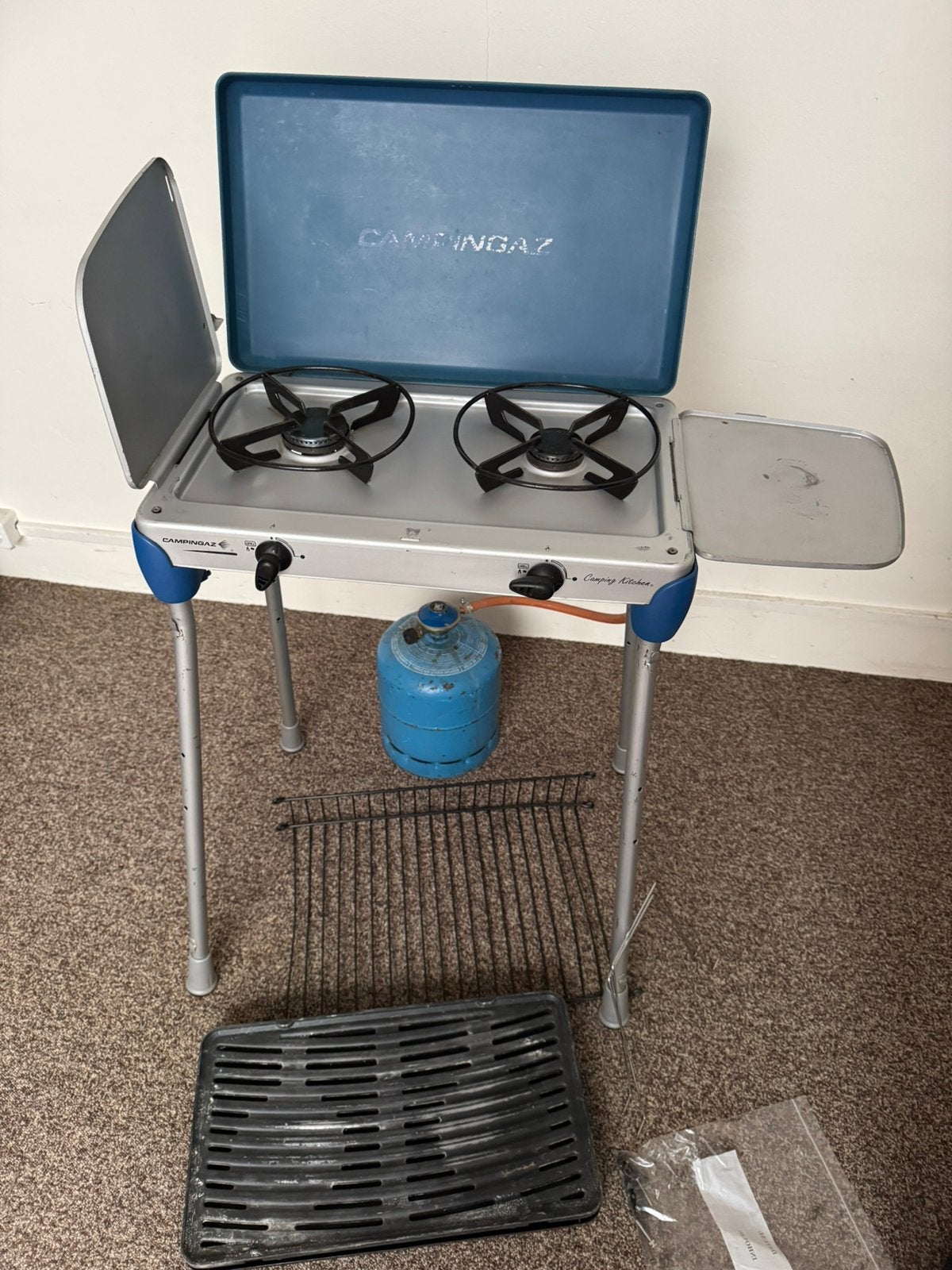 campinggaz kookplaat2pits met onderstel, Caravans en Kamperen, Kampeeraccessoires, Ophalen, Gebruikt