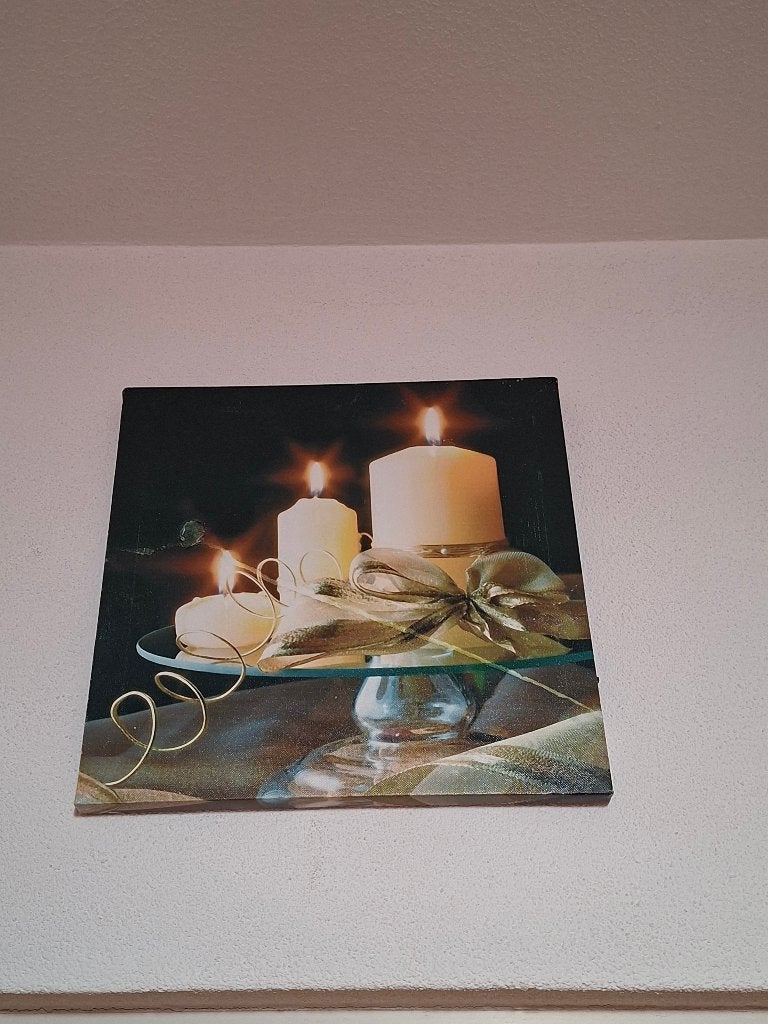 schilderij met verlichting, Antiek en Kunst, Kunst | Schilderijen | Klassiek, Overige stijlen, Brandschildering, Overige ondergronden