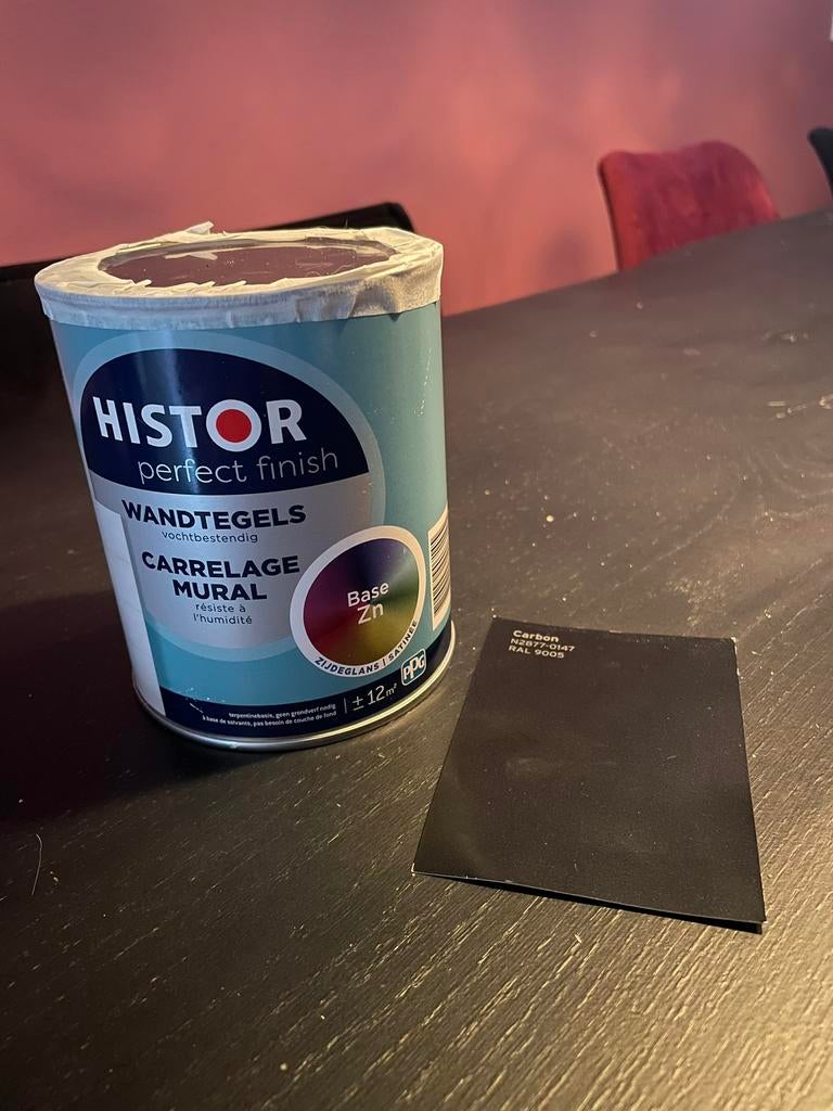 NIEUWE zwarte tegelverf van Histor Perfect Finish, Zwart, Nieuw, Ophalen of Verzenden, Verf
