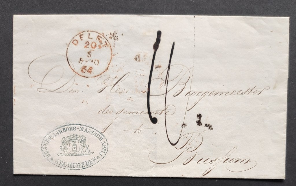 Posthistorie: Vouwbrief met dagteken stempel Delft, Verzenden, Brief