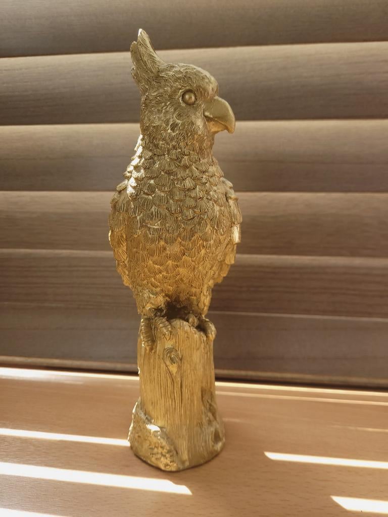 Gouden papegaai beeldje, Overige materialen, Verzenden, Zo goed als nieuw, Goud