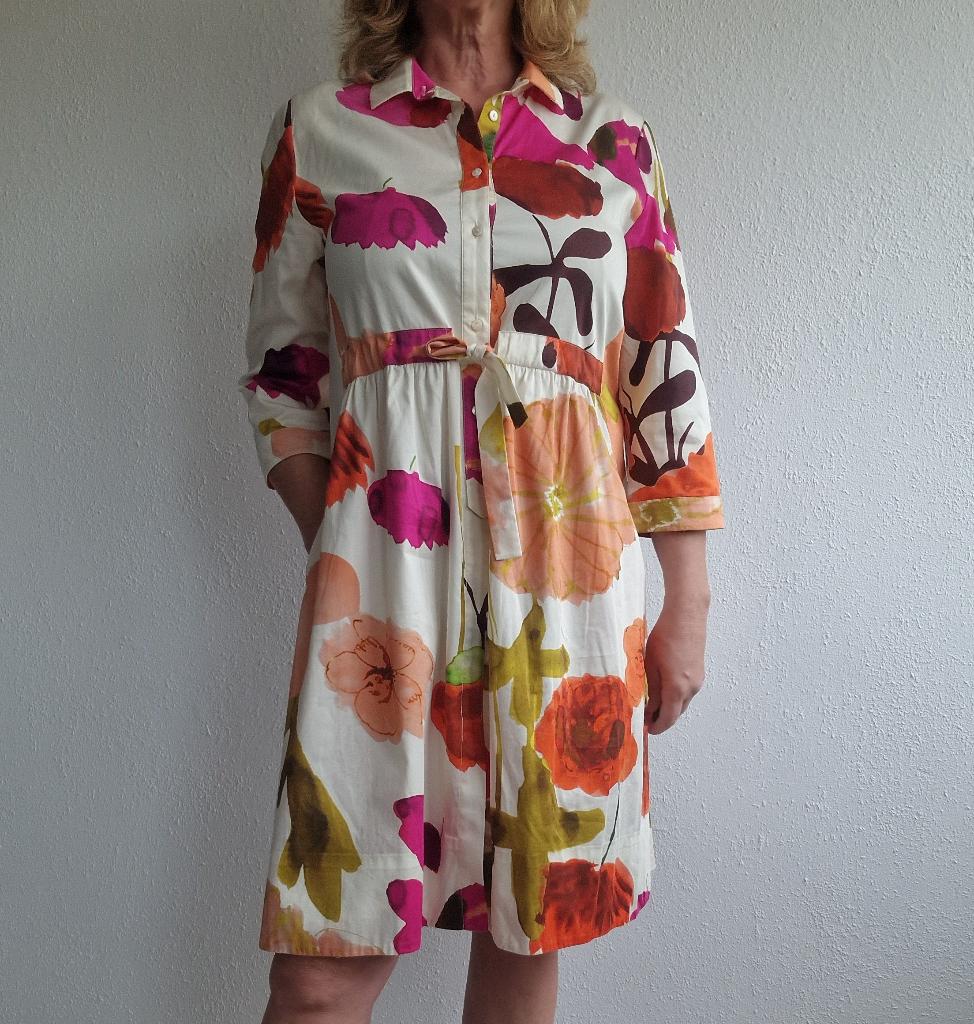 FFC zomerjurk. Maat 40, Crème/bloemenprint., Maat 38/40 (M), Overige kleuren, Nijmegen, Verhip-vintage.nl