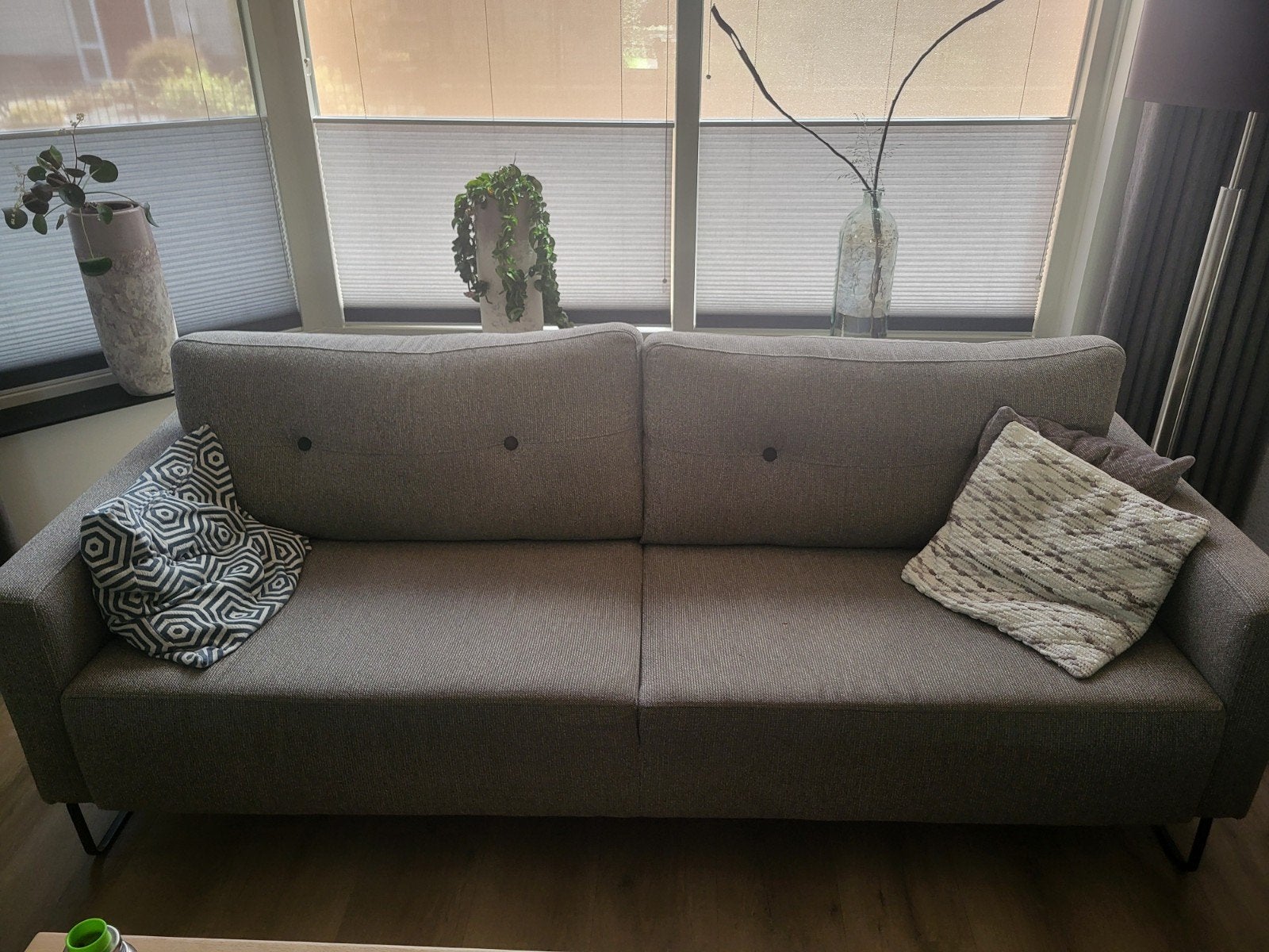 Comfortabele gemelairde creme tweepersoonsbank, Ophalen, Gebruikt, Tweepersoons, 75 tot 100 cm