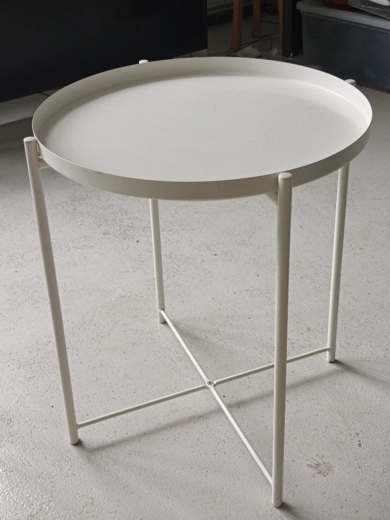 2x IKEA dienbladtafel rond wit – bijzettafel, Ophalen, Rond, Minder dan 55 cm, 45 tot 60 cm