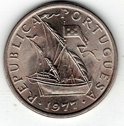 26-1656 Portugal 5 escudo 1977, Postzegels en Munten, Munten | Europa | Niet-Euromunten, Ophalen of Verzenden, Overige landen