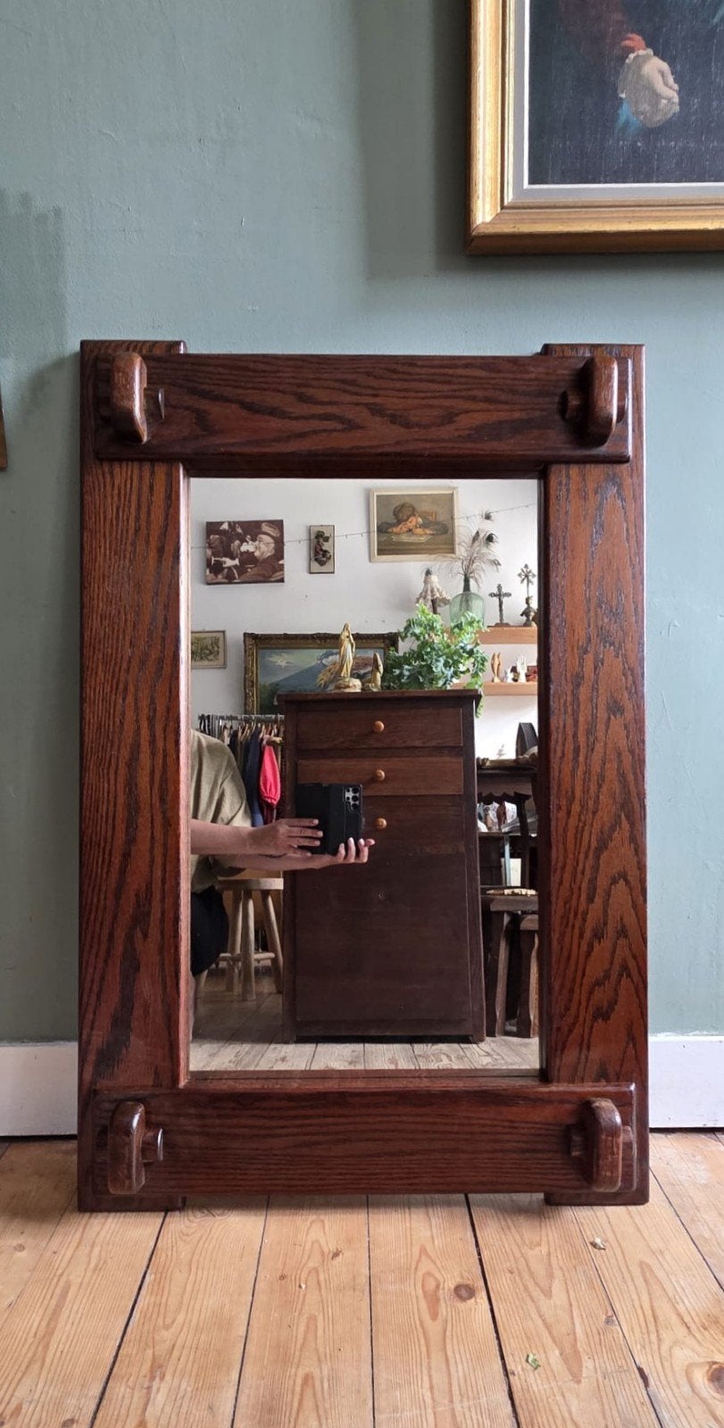 Lucky Vintage grote Brutalist spiegel Tonia seventies, Ophalen, Gebruikt, ., 100 tot 150 cm