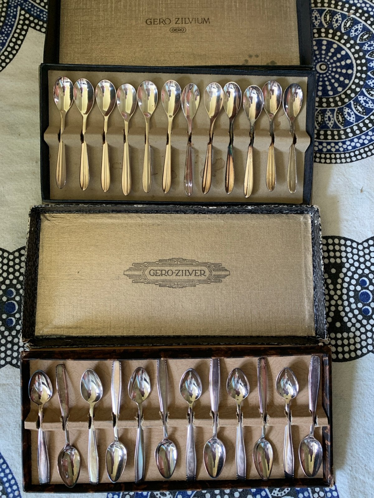 Vintage Gero Zilvium en Gero Zilver besteksets in doos, Ophalen of Verzenden