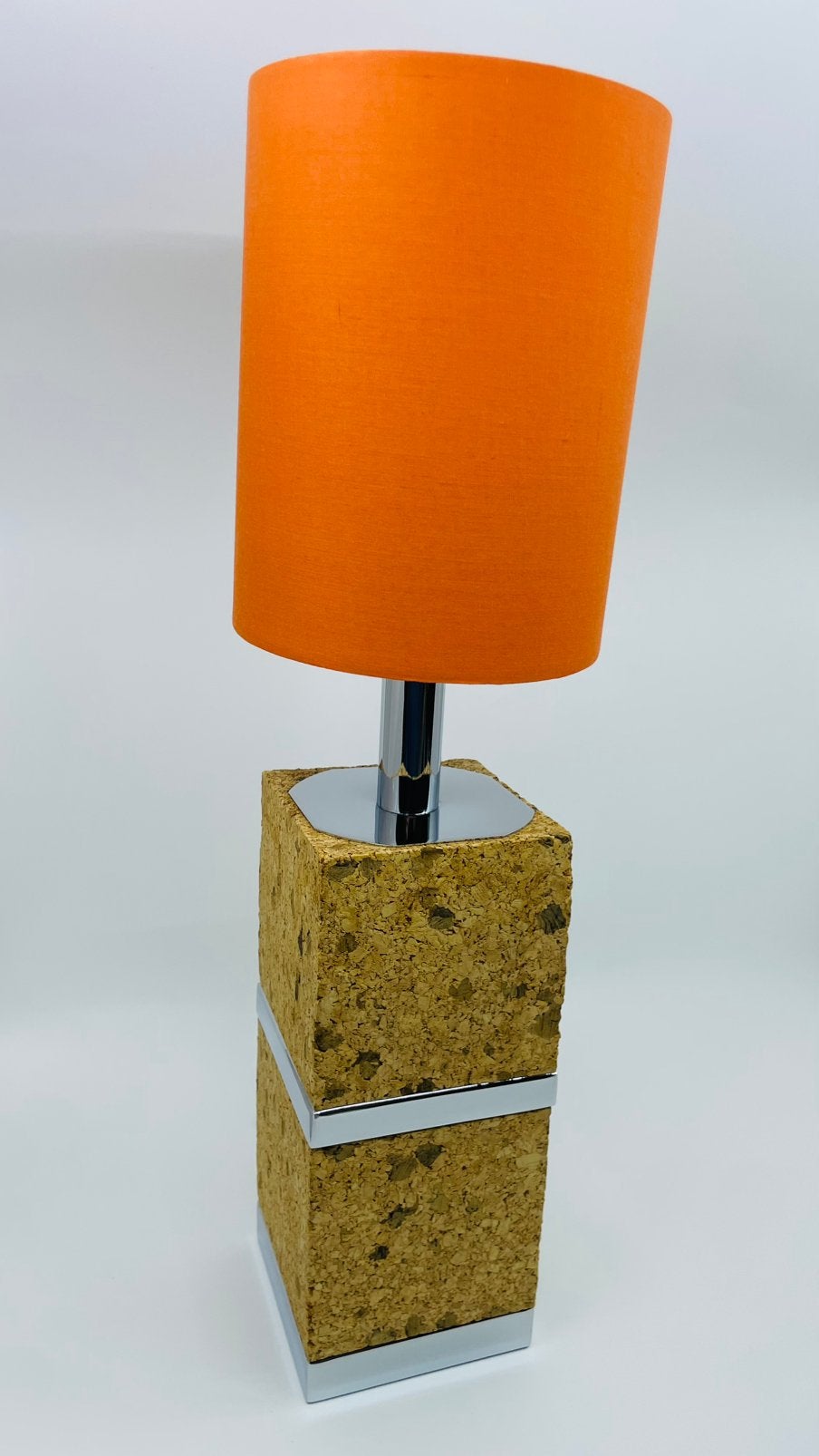 Vintage tafellamp, Unilux France, 70er jaren, kurk en chrome, Ophalen, Vintage, Oranje, Zo goed als nieuw