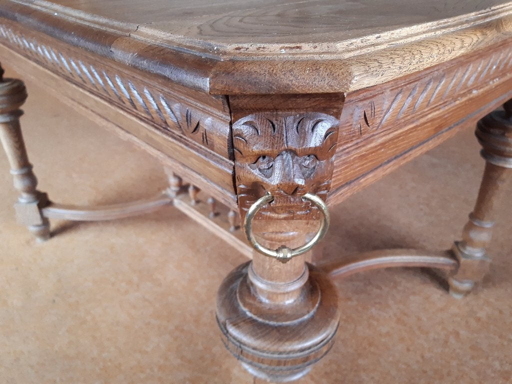 Antieke uitschuifbare eetkamer tafel, Ophalen, Gebruikt, 100 tot 150 cm, Eikenhout