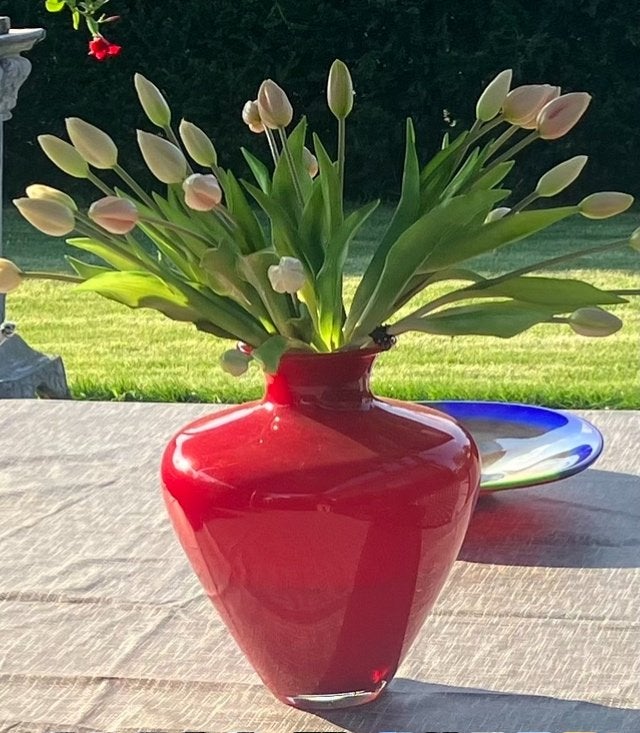 Rode vaas te koop gevraagd, Ophalen of Verzenden, Zo goed als nieuw, Rood, Glas