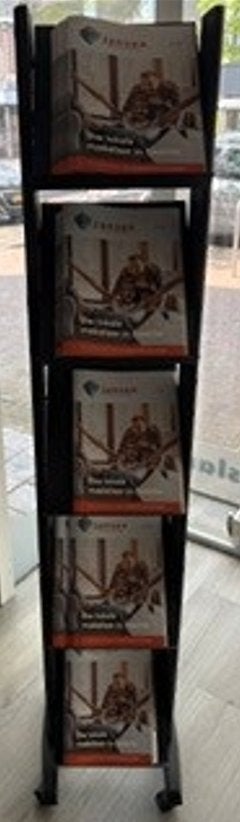 Folderdisplay met 5 vakken en wieltjes, Ophalen, Zo goed als nieuw