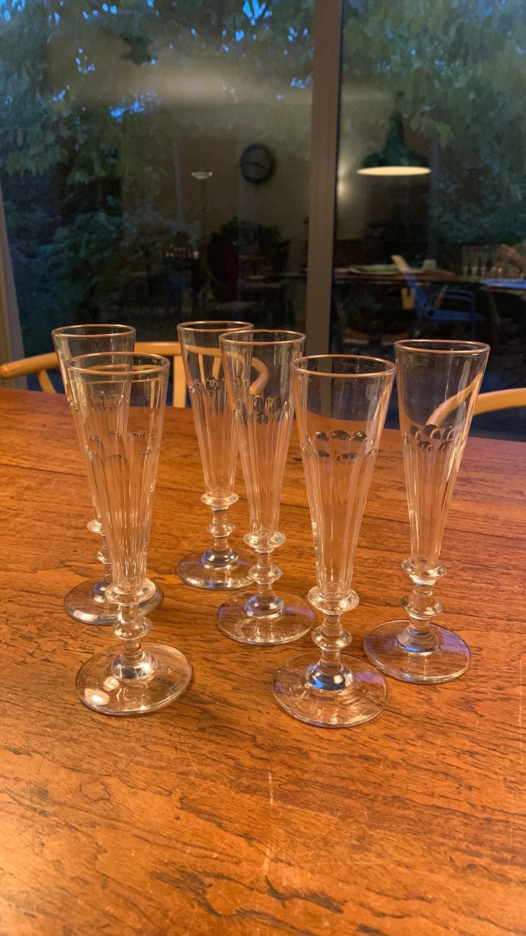 19 eeuwse facet geslepen kristallen champagne flutes, Antiek en Kunst, Ophalen of Verzenden