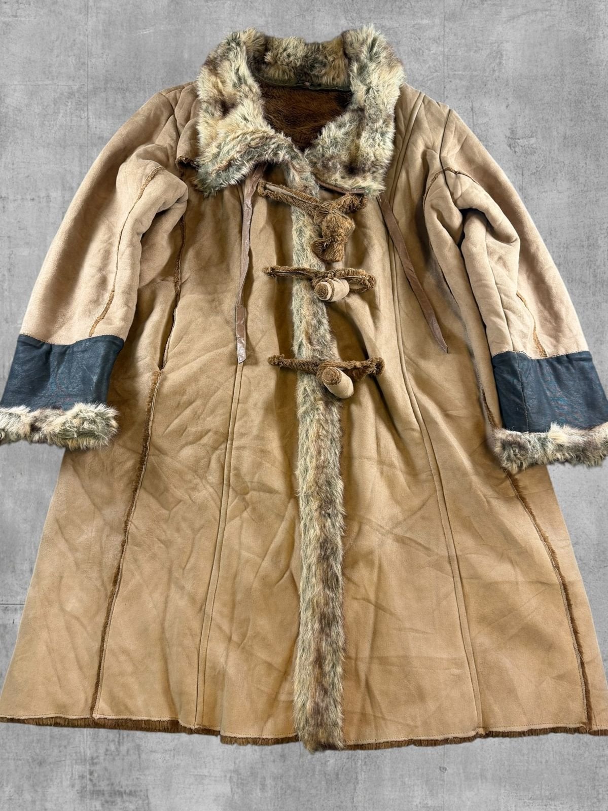Bruine Afghaanse jas - Vintage Dressing (lammy coat /, Bayline Vintage Trading, Bruin, Verzenden, Maat 46/48 (XL) of groter