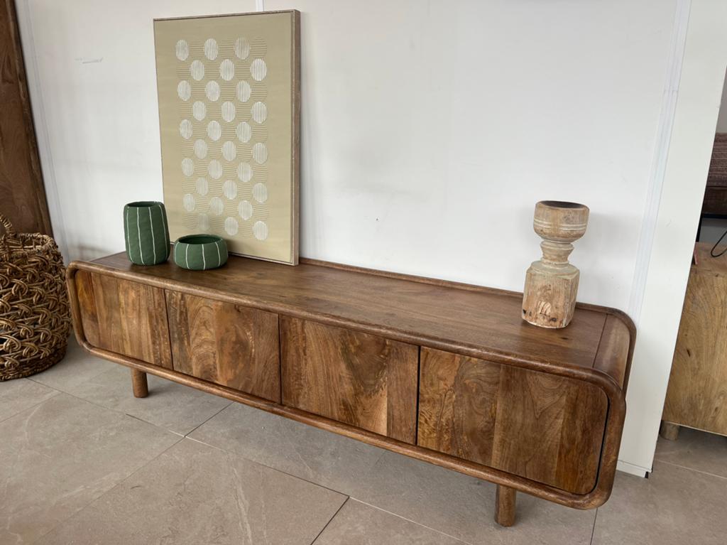 Magazijn Leegverkoop TV meubel retro mangohout massief ACTIE, Hout, Nieuw, Ophalen of Verzenden, Info@wkhome.nl