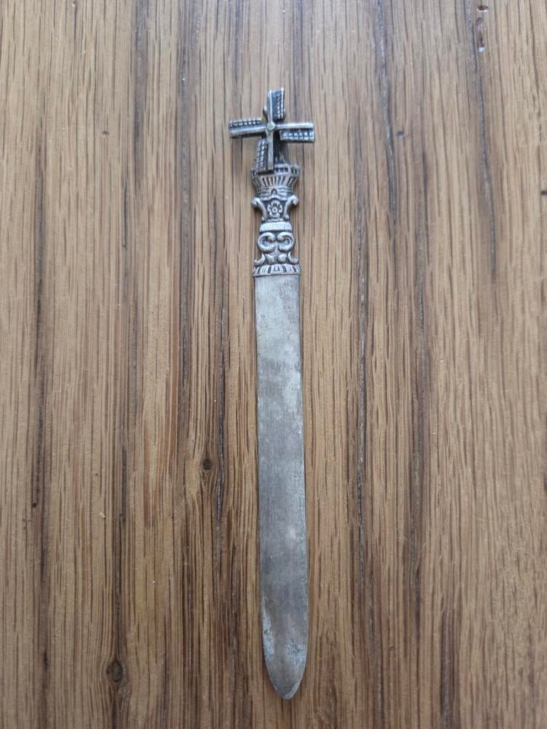 Antiek zilveren briefopener met molenmotief, Ophalen of Verzenden