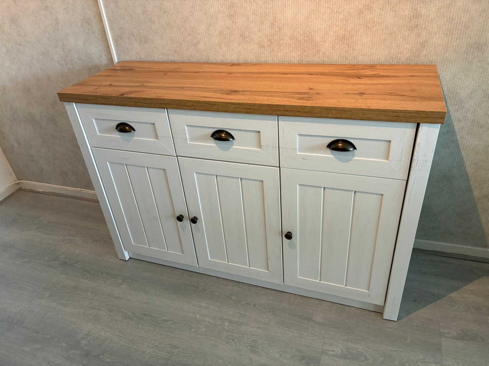 Dressoir Markskel wit/wild naturel eiken, Ophalen, Overige materialen, Zo goed als nieuw, 25 tot 50 cm