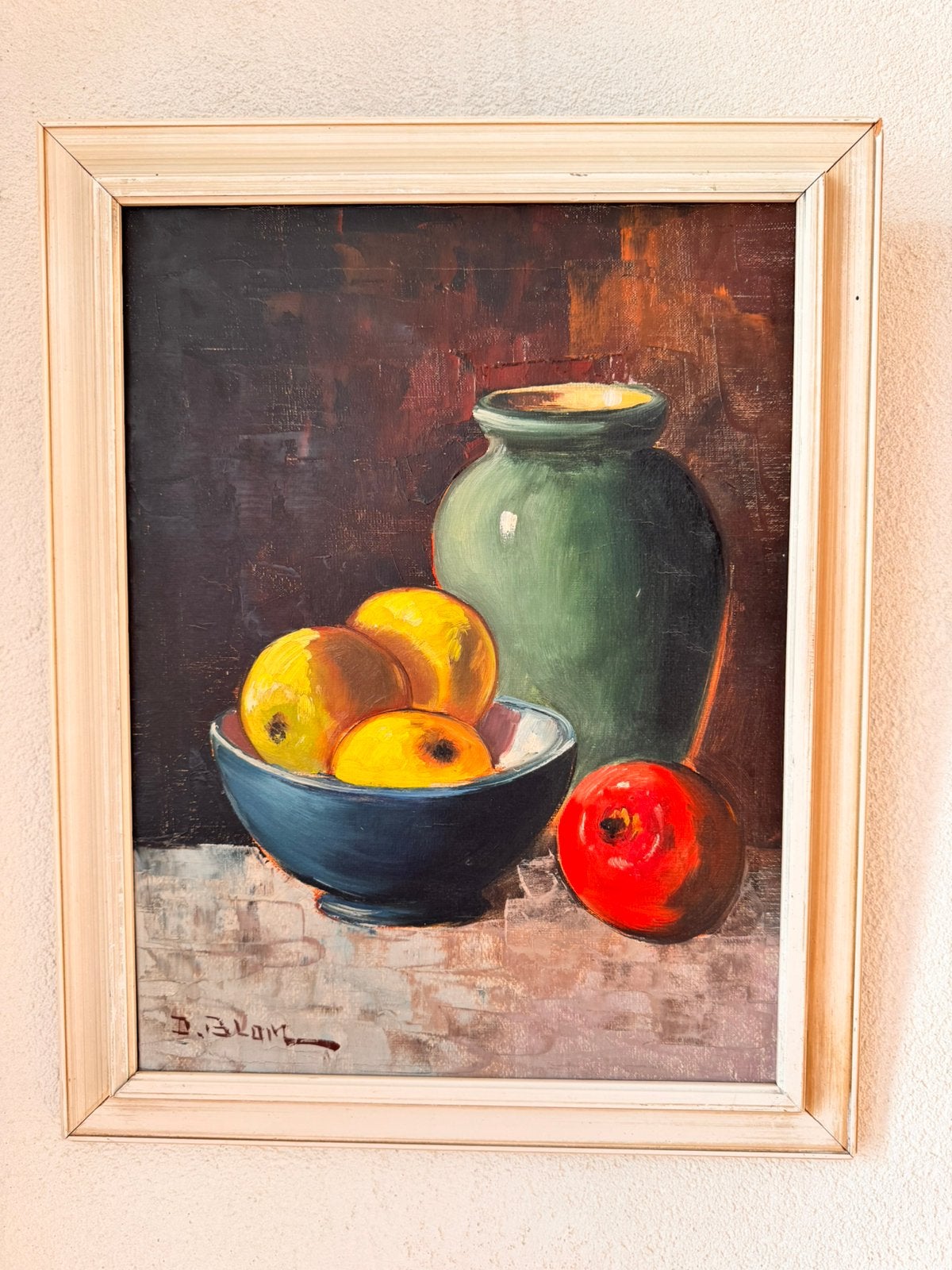 Olieverfschilderij D. Blom stilleven met fruit - 47 x 38 cm, Antiek en Kunst, Kunst | Schilderijen | Klassiek, Ophalen, Doek, Oud hollands