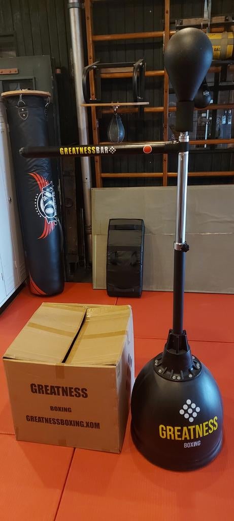 3 stuks Greatness Boxing Bokspaal met Boksbal en Reflex Bar, Ophalen, Zo goed als nieuw, Boksbal