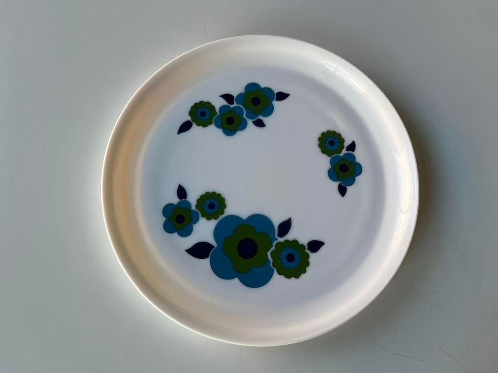 Arcopal vintage Lotus France ontbijtbord met blauwe bloem, Ophalen of Verzenden, Bord(en), Overige stijlen, Glas