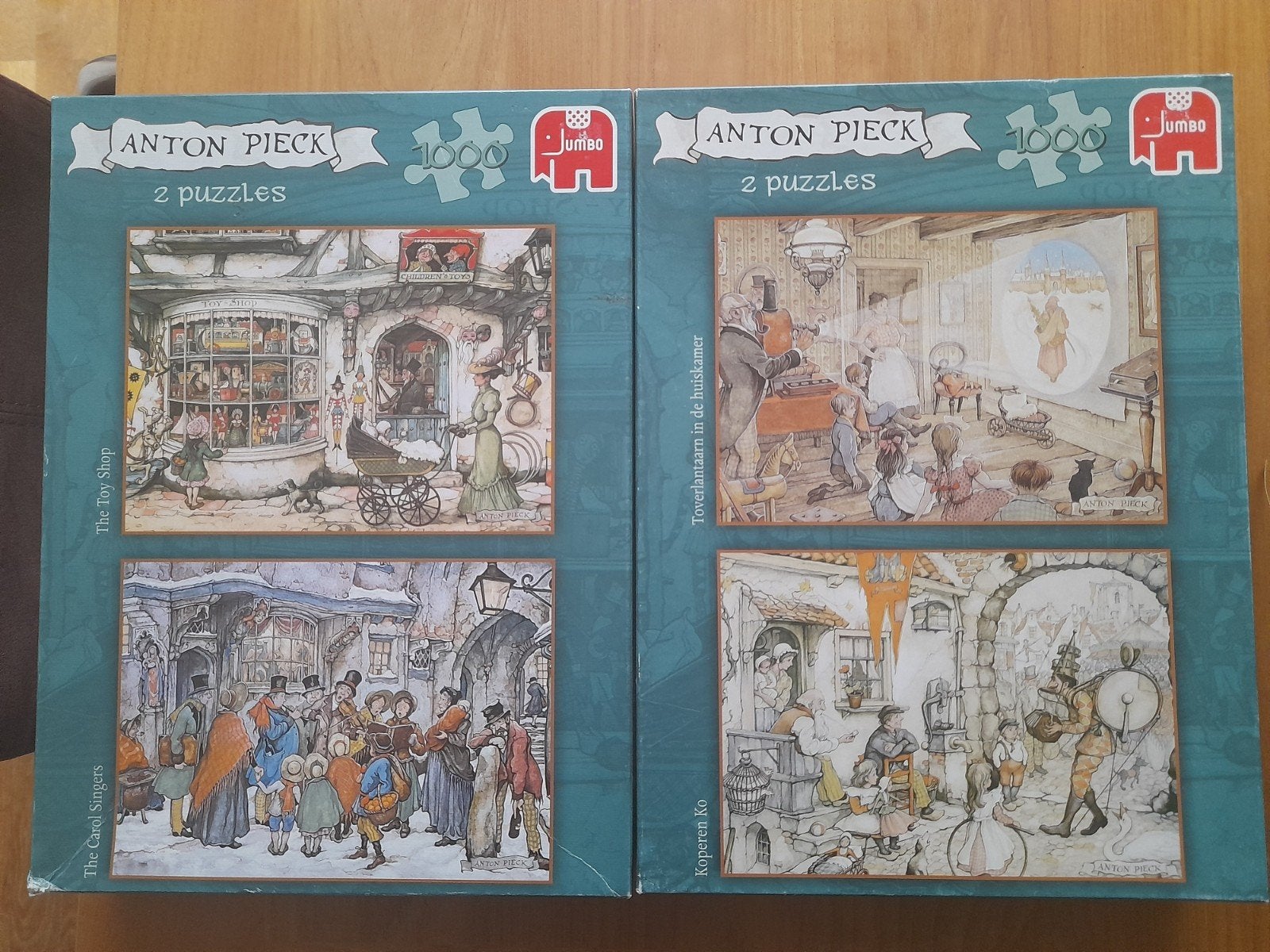 3 Anton Pieck Puzzels, Ophalen of Verzenden, 500 t/m 1500 stukjes, Gebruikt, Legpuzzel