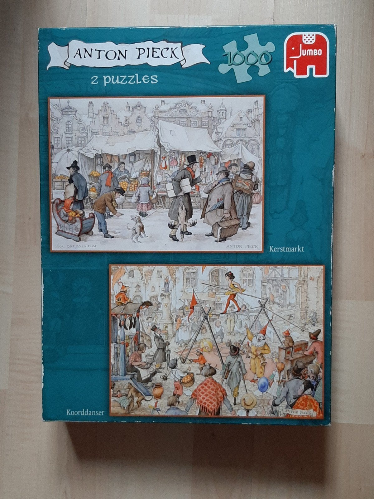 Anton Pieck Legpuzzel - 2 puzzels in 1 doos (1000 stukjes), Ophalen of Verzenden, 500 t/m 1500 stukjes, Gebruikt, Legpuzzel