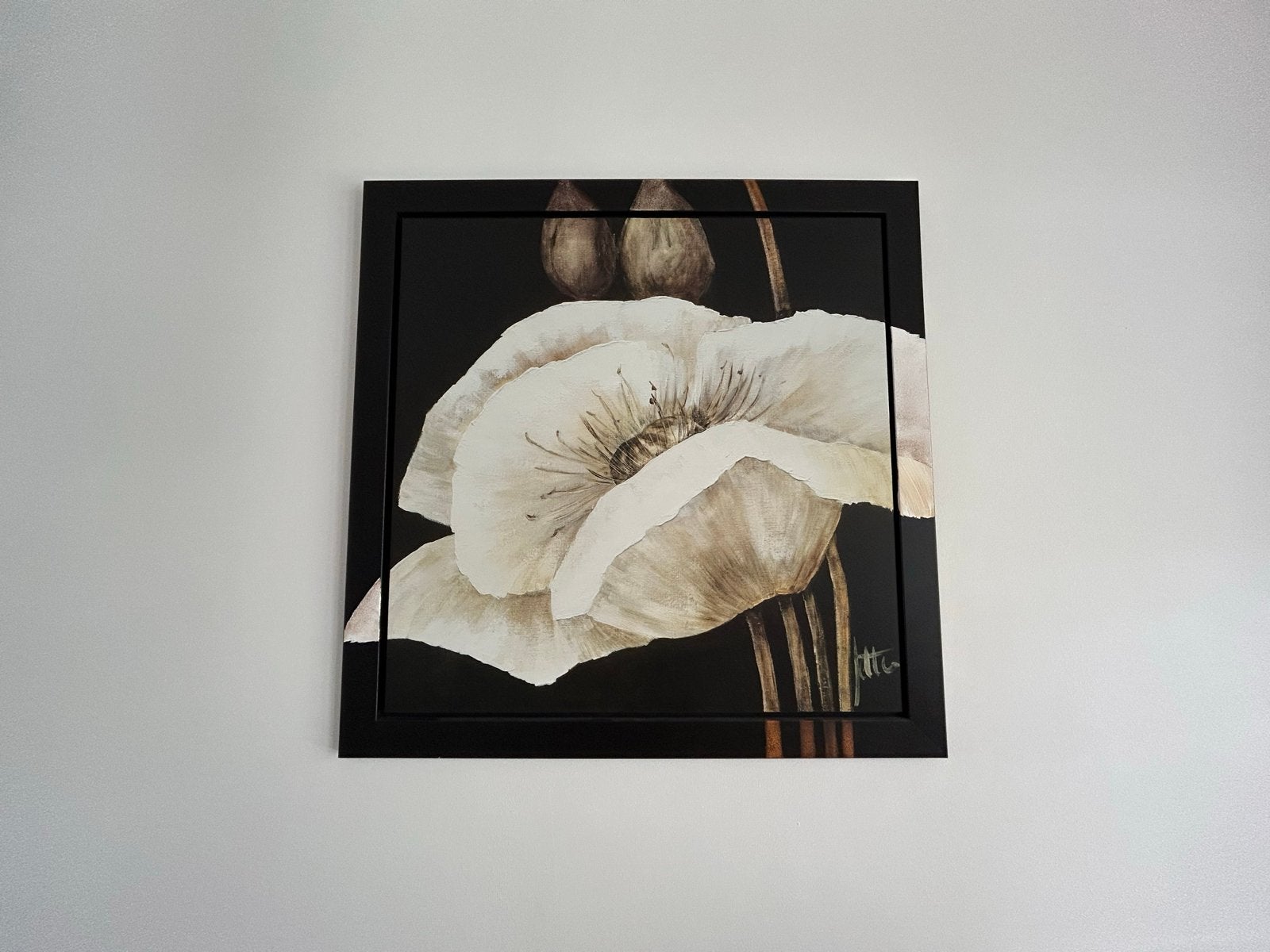Schilderij klaproos Jettie Roseboom 80x80 cm, Doek, Realistisch, Handgeschilderd, Olieverf