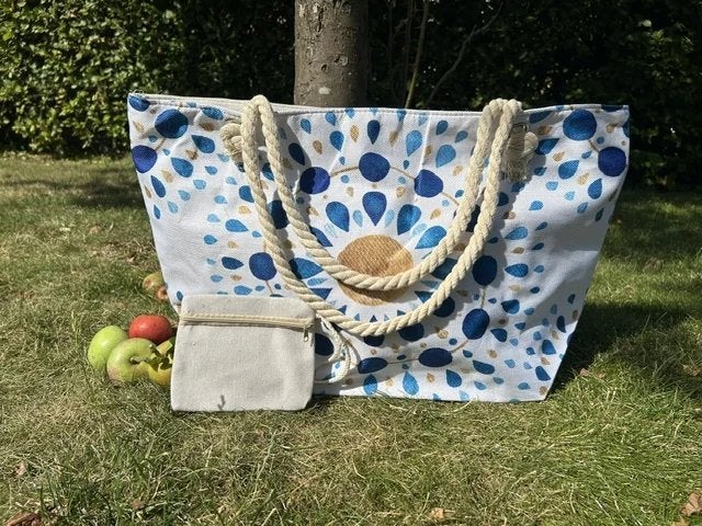 Ibiza strandtas, tas, shopper, schoudertas, damestas, boho, 3811JM, Info@rodebeagle.nl, Blauw, Rode Beagle