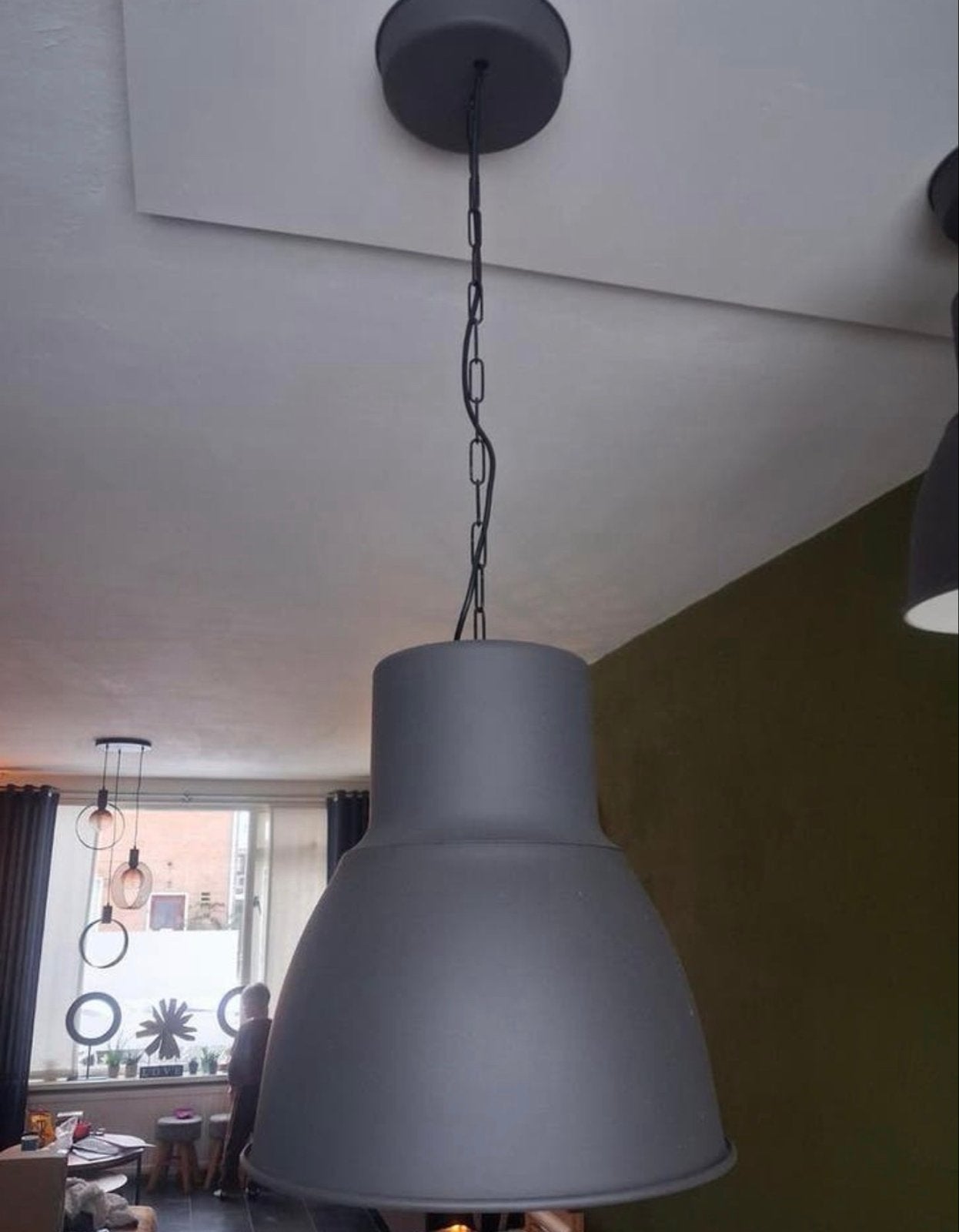 3x IKEA Hektar Lampen 47 cm - Grijs, Ophalen, Gebruikt, Metaal, E27 (groot)