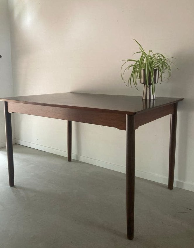 Midcentury vintage teak palissander eettafel, Ophalen, Gebruikt, 100 tot 150 cm, Teakhout