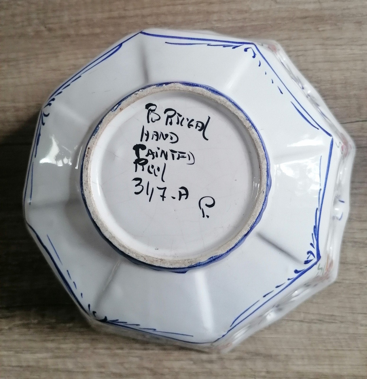 Puntgave antieke handgeschilderde schaal, Ophalen of Verzenden