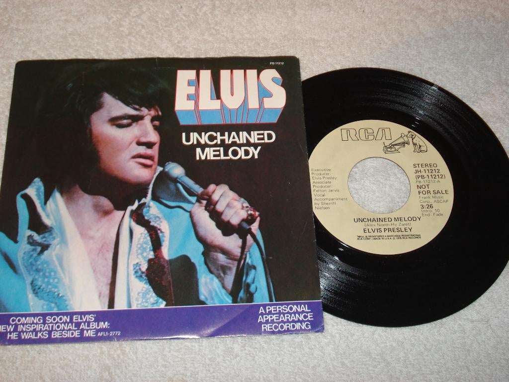 Elvis Presley   PROMO  Unchained Melody  USA       Orgineel, Ophalen of Verzenden, Zo goed als nieuw, Pop