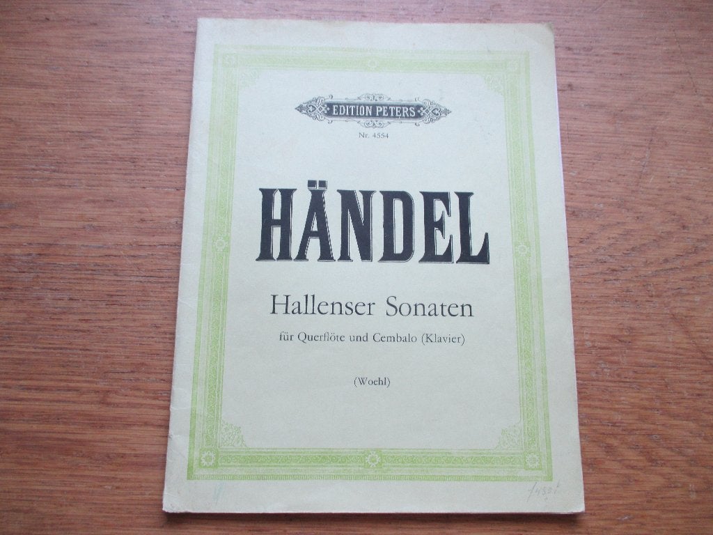 HÄNDEL - VOOR DWARSFLUIT EN PIANO + CELLO, Gebruikt, Klassiek, Piano, Ophalen of Verzenden