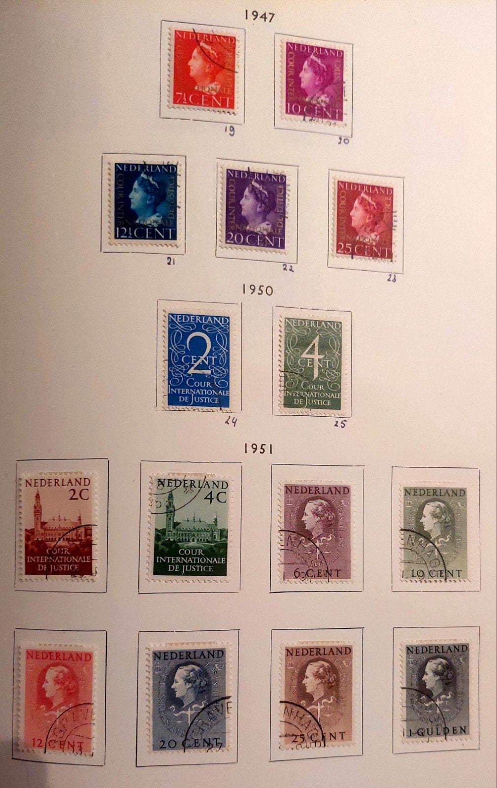 Nederland Cour Internationale De Justice 1947-1951 gebruikt., Postzegels en Munten, Ophalen of Verzenden, Na 1940, Postfris