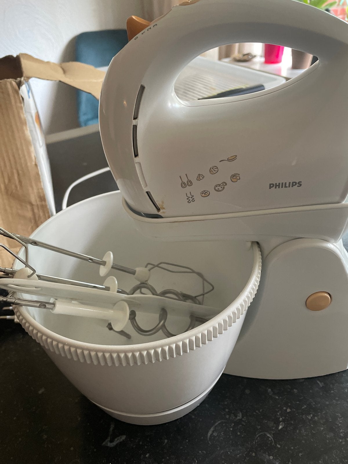 Philips handmixer met kom - Wit, 2 tot 3 liter, Ophalen, Gebruikt, 3 snelheden of meer