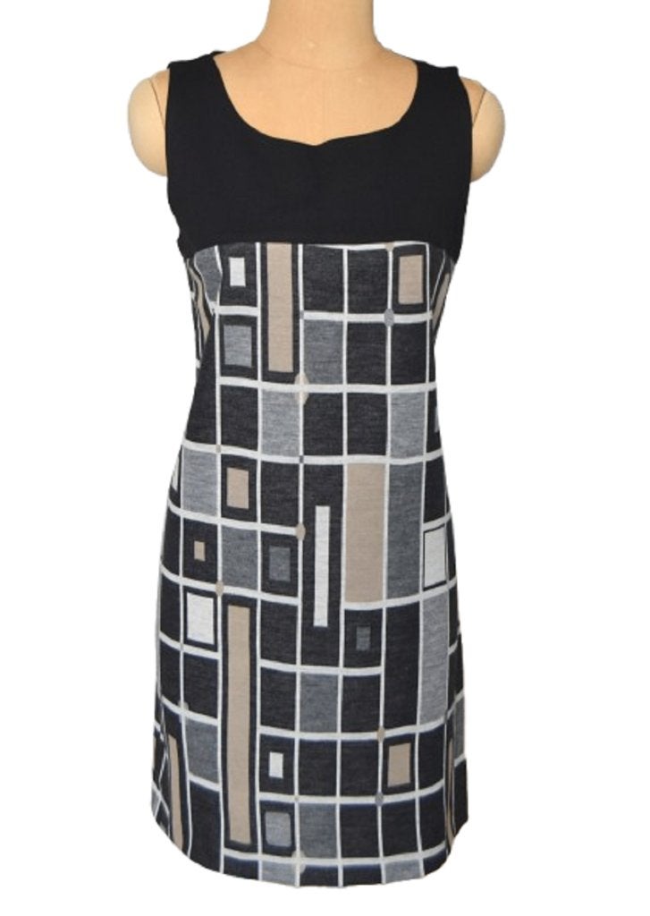 Repeat geruit jurkje, sexy jurk, zwart/grijs/kaki, Mt. L, Kleding | Dames, Jurken, Repeat, Maat 42/44 (L), Zo goed als nieuw, Boven de knie