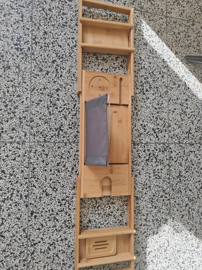Uitschuifbaar Badplank Badrek Bamboe met Tablet Houder, Huis en Inrichting, Badkamer | Badtextiel en Accessoires, Ophalen, Nieuw