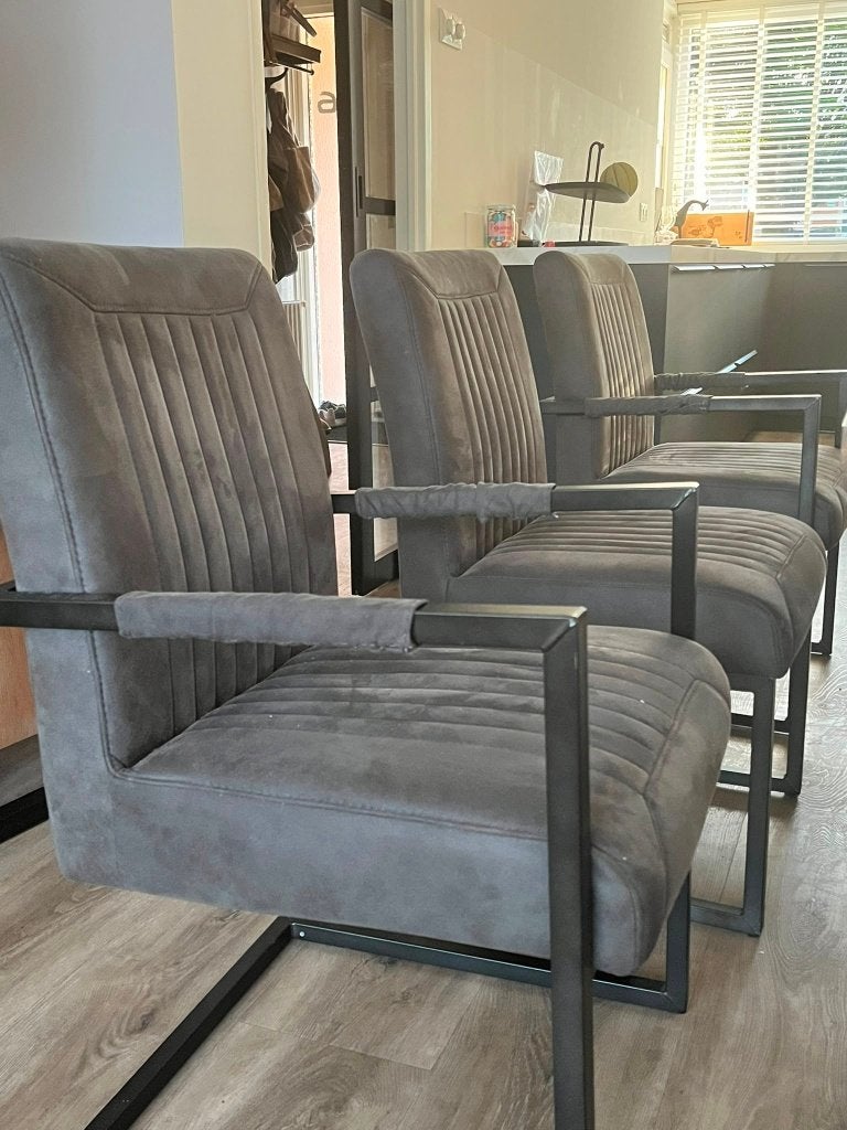 3x Pronto Wonen Parantino eetkamerstoelen - 2 met armleuning, Huis en Inrichting, Stoelen, Ophalen, Zo goed als nieuw, Vier, Metaal