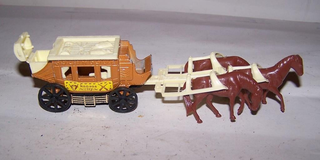 Zeldzame vintage (1980) Majorette stage coach + paarden., Ophalen of Verzenden, Zo goed als nieuw