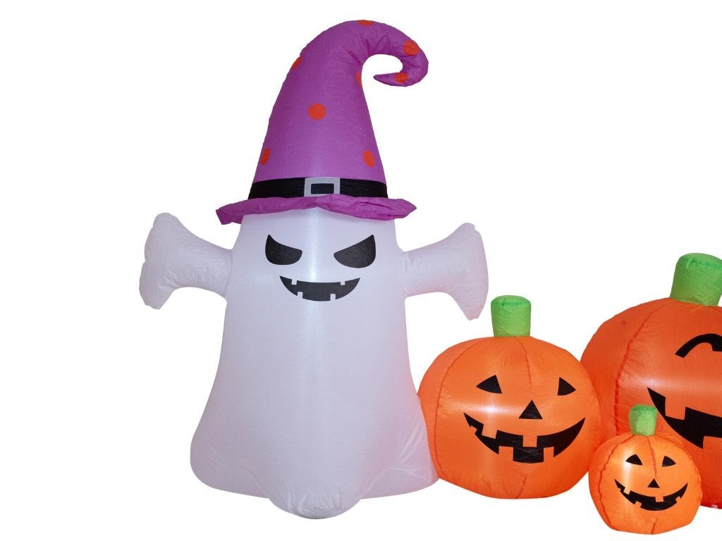 Europalms halloween opblaasbare geest met pompoen 244 cm, Versiering, Halloween of Griezel, ., Nieuw