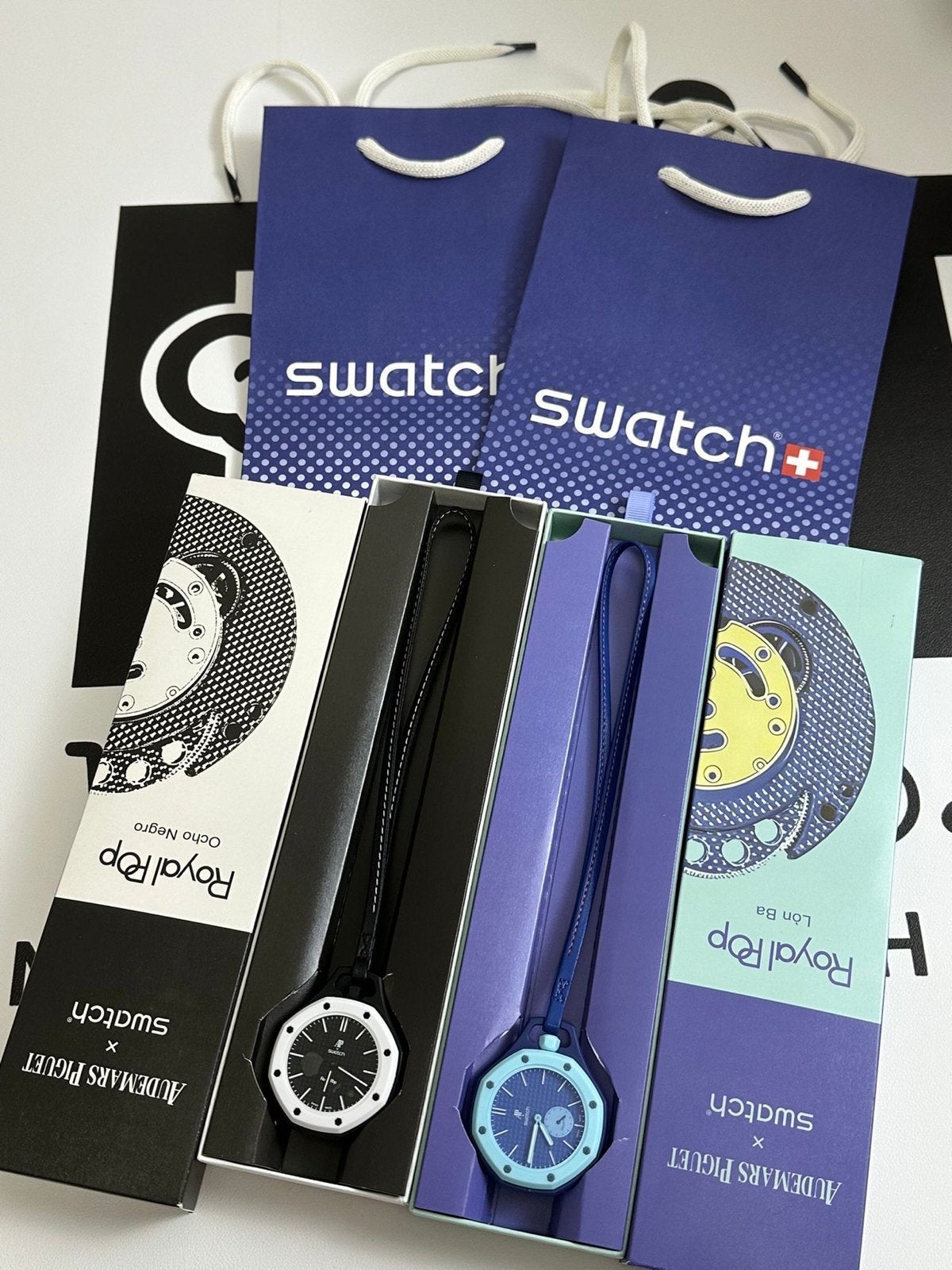 Royal Pop Swatch x Audemars Piguet Horloges - 2 Stuks, Ophalen, Kunststof, Polshorloge, Swatch